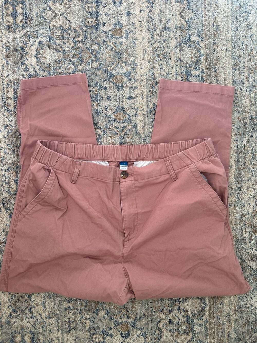 Old Navy Chino Pants Size XL Pink Elastic Waist Casual